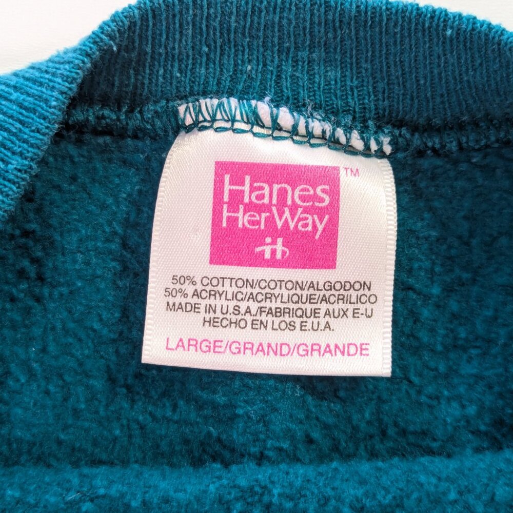 Teal Patchwork Heart Crewneck Sweatshirt - Picture 7 of 8